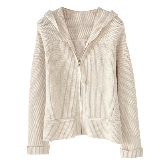 WRAP London Knitted Hoodie in Gray Full Zipper 100% Cotton US 4/6 - Picture 1 of 13